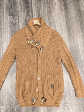 Men's Cable-Knit Shawl Collar Sweater Cardigan - Brown
